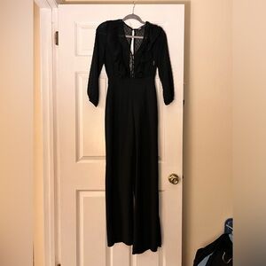 Elegant Black Jumpsuit with Lace Details